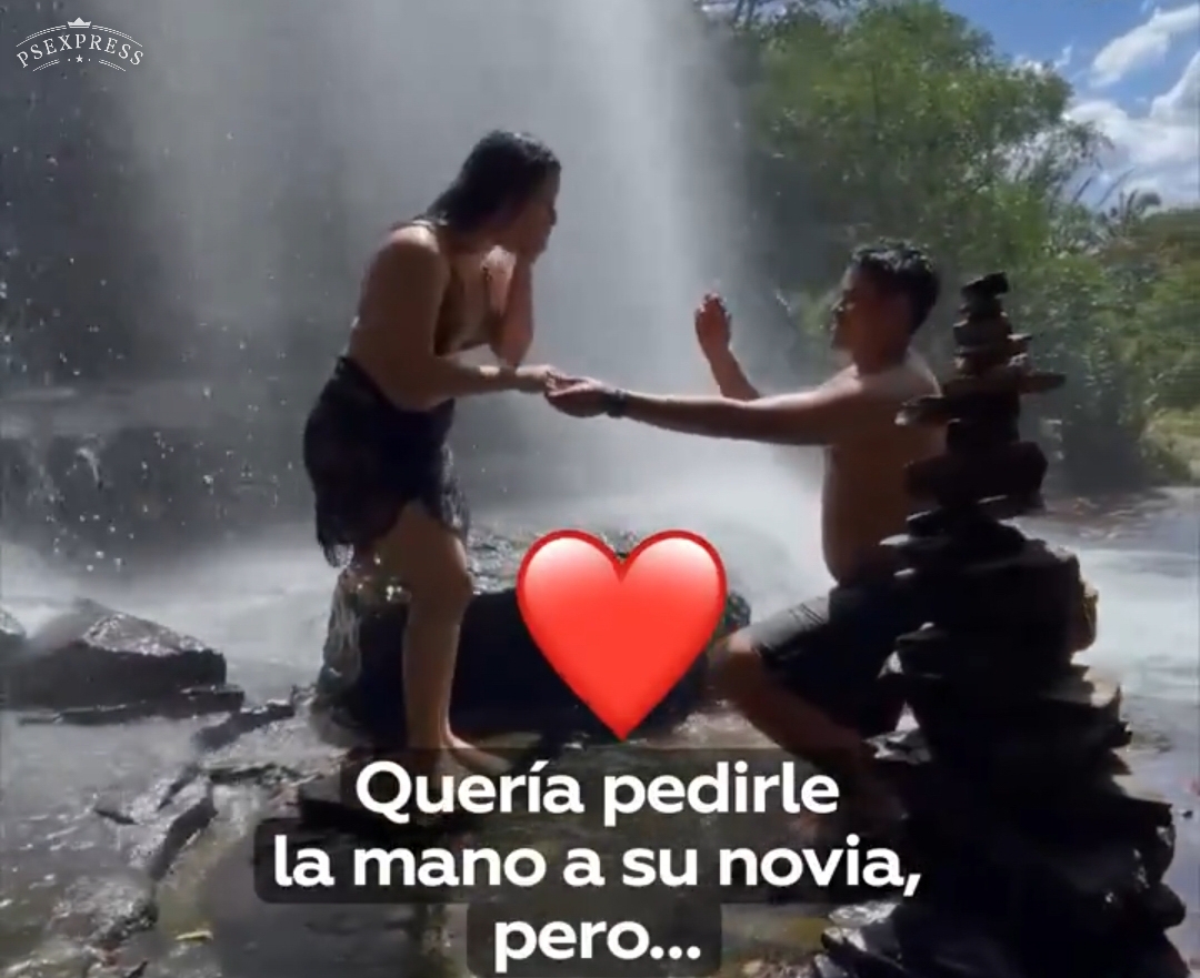 Vídeo: novia cae en una cascada luego de darle el ¡Si!  a su novio