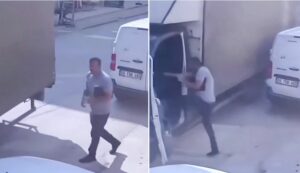 Vídeo: un panadero se convierte en héroe al subirse a una camioneta sin conductor que se deslizaba cuesta abajo y evitar así una posible tragedia