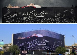 “Matamos a Trump” el violento mensaje de un mural en Teherán pidiendo venganza en contra del presidente estadounidense por el asesinato del ayatolá Alí Jameneí