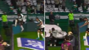 Vídeos, “celebrar antes de tiempo”: celebra gol, cae al foso del túnel del estadio, se lesiona y de pasó le anulan el gol