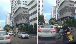Vídeo: un tendedero con ropa cae desde lo alto de un edificio ocasiona un caos vehicular con múltiples choques en las calles alrededor
