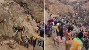 Vídeo sensible: el derrumbe en una mina artesanal de oro dejó al menos 107 fallecidos