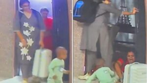 Vídeo espeluznante:  un ascensor se desploma con las puertas abiertas y aplasta a una mujer