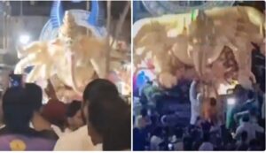 Vídeos: una gigantesca estatua de la deidad hindú Ganesh se desploma sobre una multitud de personas dejando 2 muertos y 5 heridos