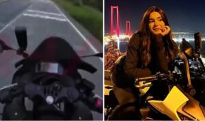 Vídeo sensible: la influencer motociclista turca, Ceyda Yakova, muere al chocar en su moto tras perder el control en una curva y sus momentos finales quedaron grabados en la cámara de su casco
