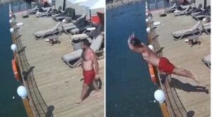 Vídeo sensible: turista muere tras lanzarse de cabeza al mar e ignorar los carteles que advertían de la prohibición de hacerlo