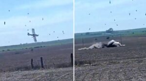Captan en vídeo el aterrador instante en que un avión fumigador se desploma en un campo