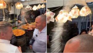 Vídeo: en un restaurante le arrojan vino a Peter Magyar, Primer Ministro de Hungría