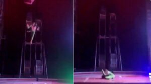 Vídeo dramático: un trapecista cae desde gran altura en pleno ‘show’ y sufre graves heridas