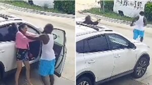 Vídeo sensible: en una gasolinera un hombre abre la puerta de un automóvil, golpea a una mujer que estaba dentro del vehículo y termina baleado por el conductor del automóvil