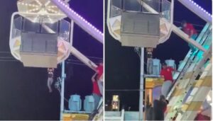 Vídeo: momentos de terror en una feria en la que un niño quedó colgado en lo alto de una rueda de la fortuna