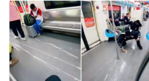 Vídeo ejemplarizante: jóvenes derraman accidentalmente una bebida en un vagón de metro y no esperan que lleguen el personal de limpieza a limpiar el líquido derramado