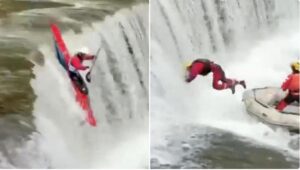 Vídeo: el momento en que un kayakista es tragado por una cascada y desaparece durante práctica extrema